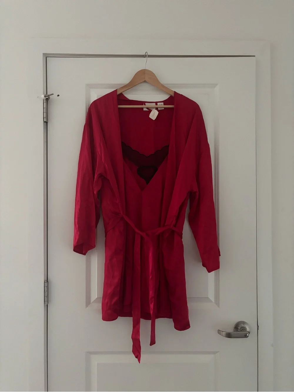 VTG NWT Victoria's Secret Gold Label Silk Lace Nightgown Robe Set Large 90s